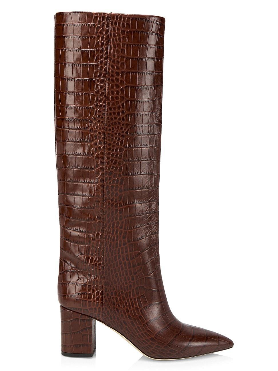 Womens Anja 70MM Crocodile-Embossed Leather Boots product image