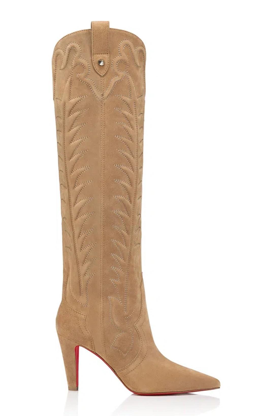 Santia 85mm Suede Boots In Tan Product Image