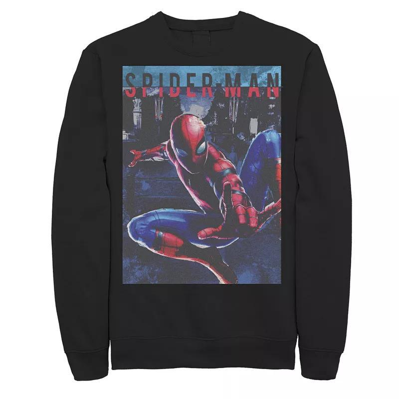 Mens Marvel Spider-Man Swinging City Poster Sweatshirt Product Image