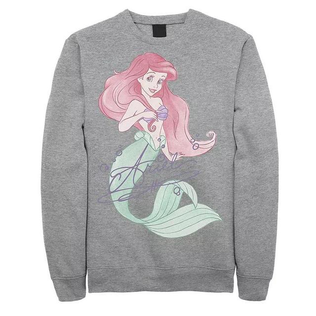 Disneys The Little Mermaid Ariel Mens Signed Portrait Sweatshirt Athletic Grey Product Image