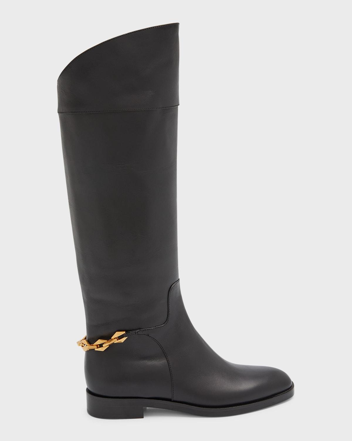 Nell Leather Chain Tall Riding Boots Product Image