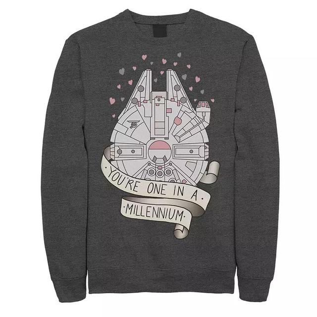 Mens Star Wars Millennium Falcon Youre One In A Millennium Sweatshirt Grey Heather Product Image