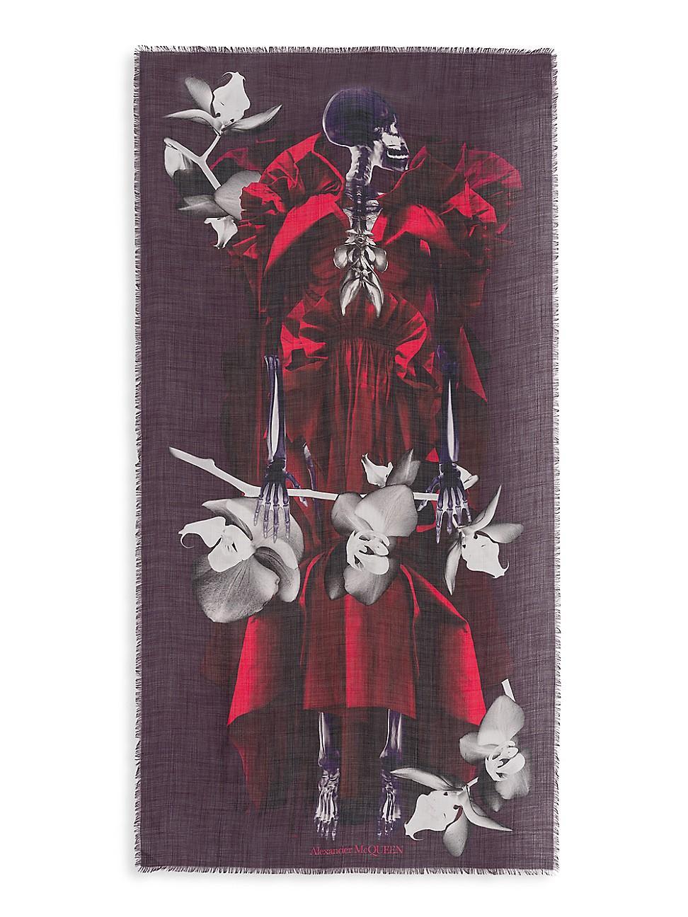 Alexander McQueen Skeleton Orchid Wool Scarf product image