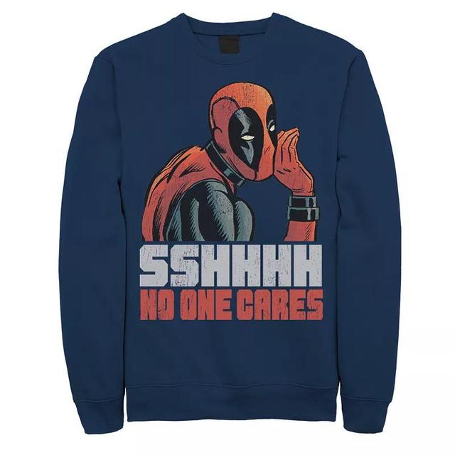 Mens Marvel Deadpool SSHHHH No One Cares Whisper Sweatshirt Grey Heather Product Image