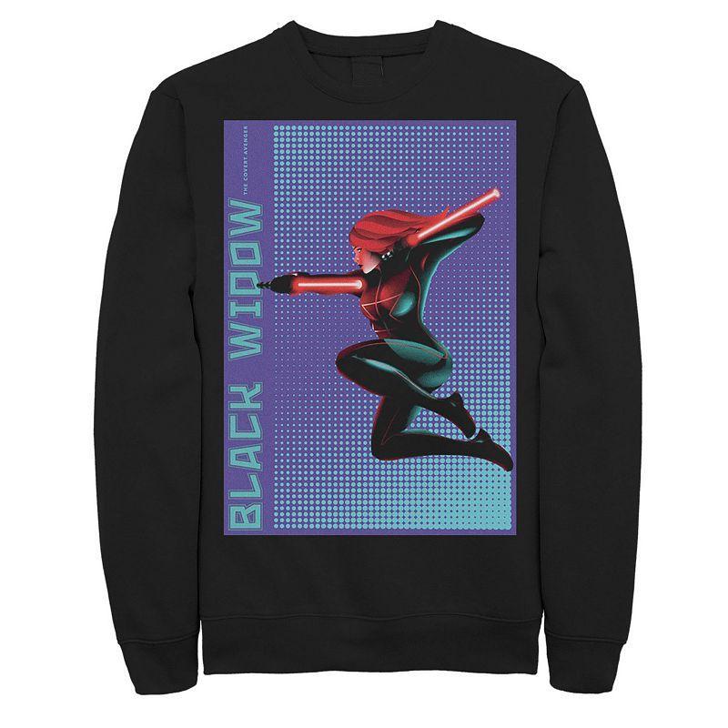 Mens Marvel Black Widow Halftone Pop Art Poster Sweatshirt Blue Product Image