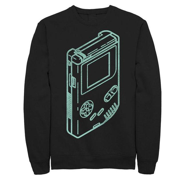 Mens Nintendo Gameboy Line Art Long Sleeve Fleece Top Black Product Image