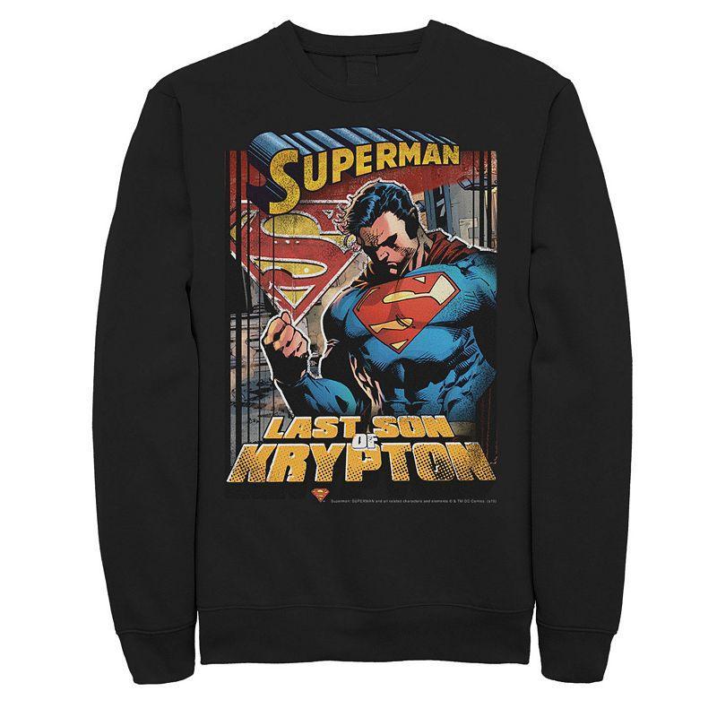 Mens DC Comics Superman Last Son Of Krypton Text Poster Sweatshirt Product Image