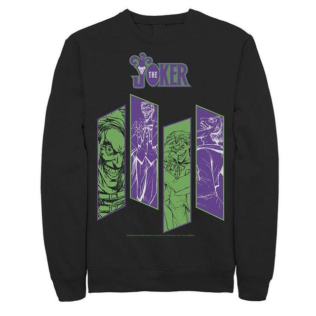 Mens DC Comics The Joker Portrait Panels Graphic Fleece Pullover Grey Heather Product Image