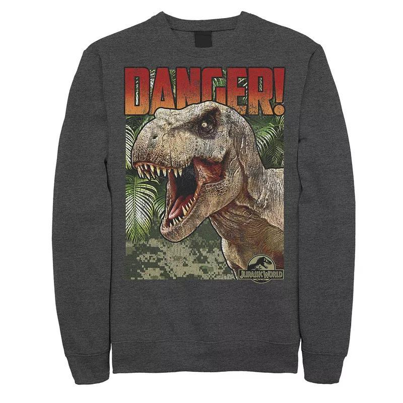 Mens Jurassic World Danger T-Rex Retro Poster Fleece Pullover Product Image