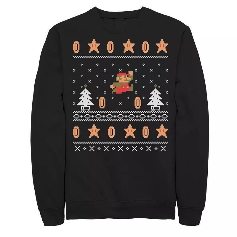 Mens Nintendo Super Mario Christmas Coins Pixels Sweatshirt Product Image