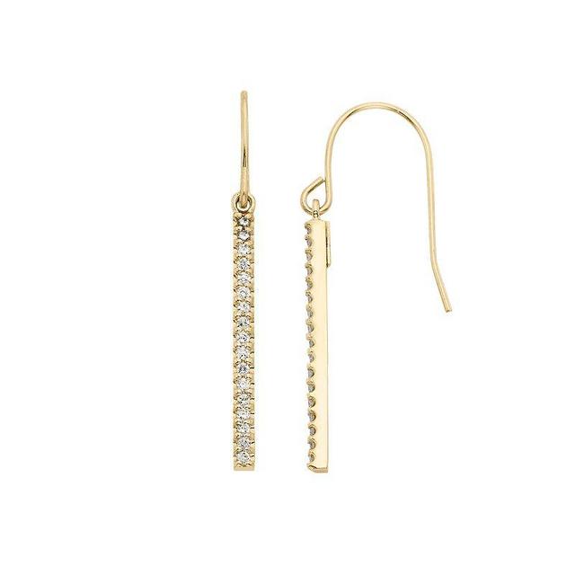 1/4 Carat T.W. Diamond 10k Gold Stick Drop Earrings, Womens, White Product Image