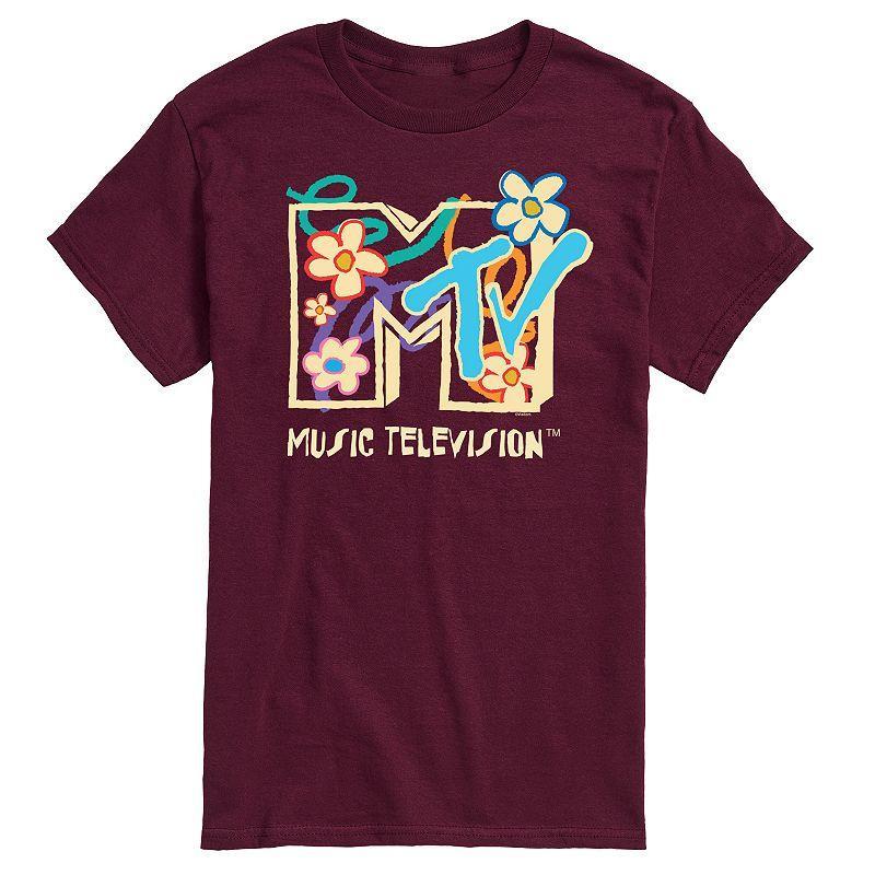 Mens MTV Floral Logo Graphic Tee Blue Product Image