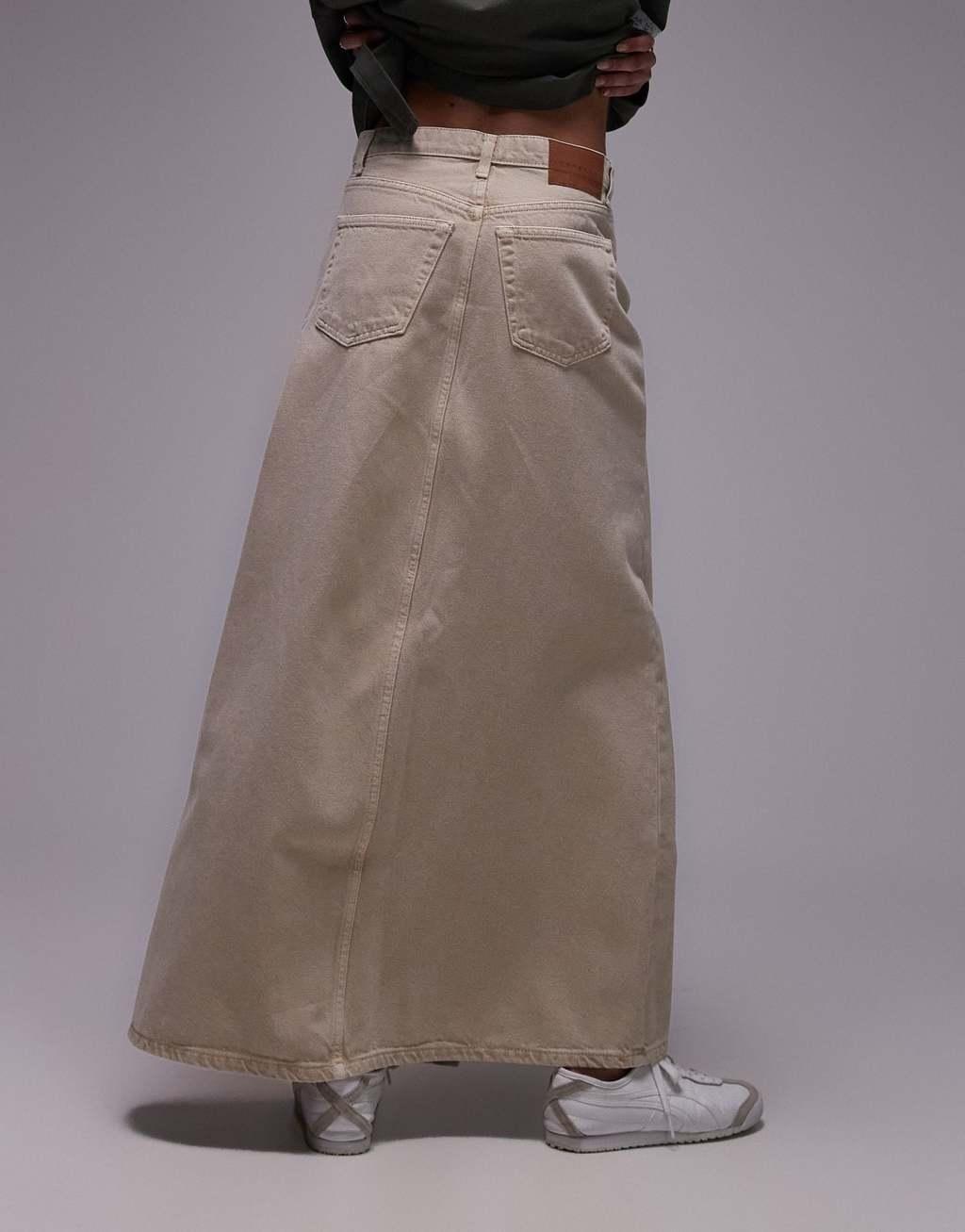 Topshop denim low slung maxi skirt Product Image