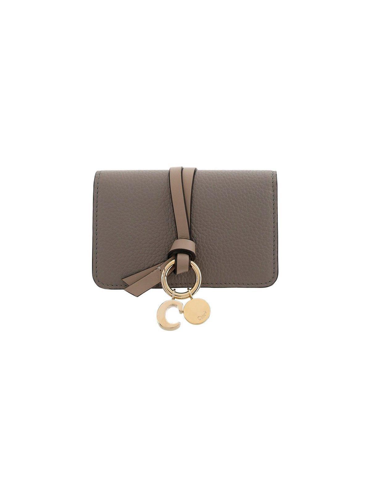 CHLOÉ Logo Engraved Alphabet Cardholder In Gray Product Image