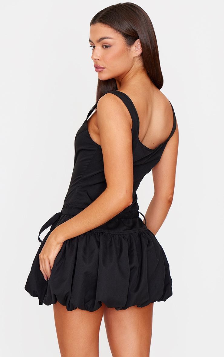 Black Square Neck Puffball Dress Product Image