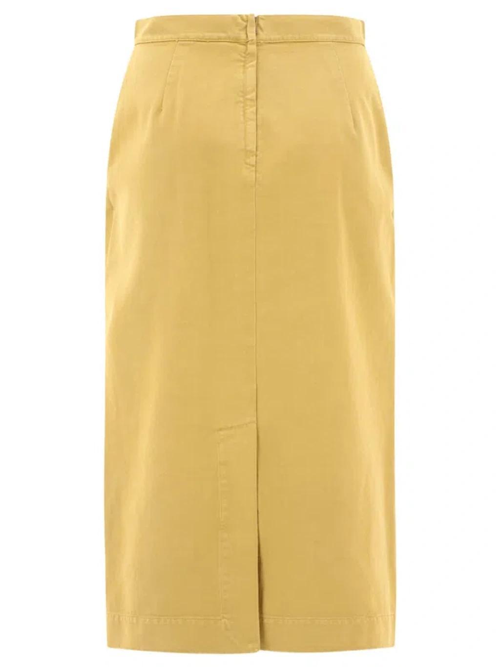 Straight Gabardine Skirt Clothing In Yellow & Orange Product Image