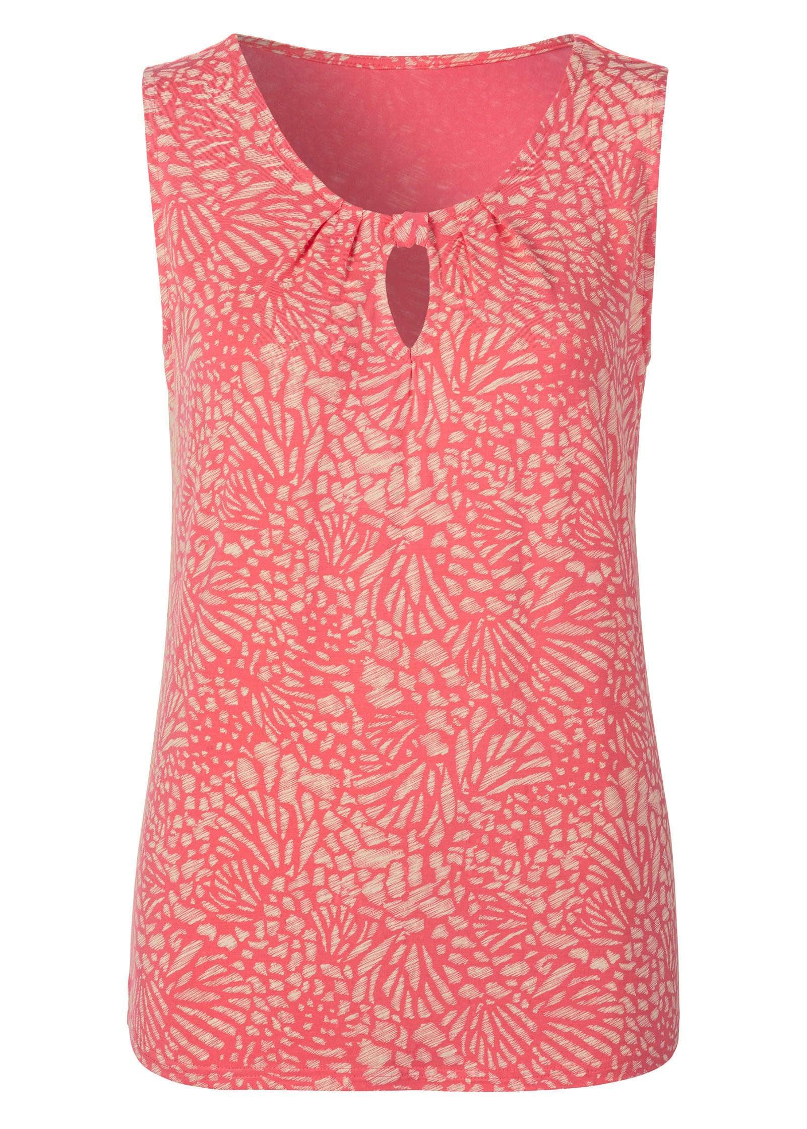 Printed Keyhole Tank - Pink & White Product Image