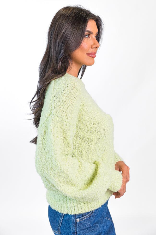 Longer Nights Lime Fuzzy Pocketed Sweater FINAL SALE Product Image