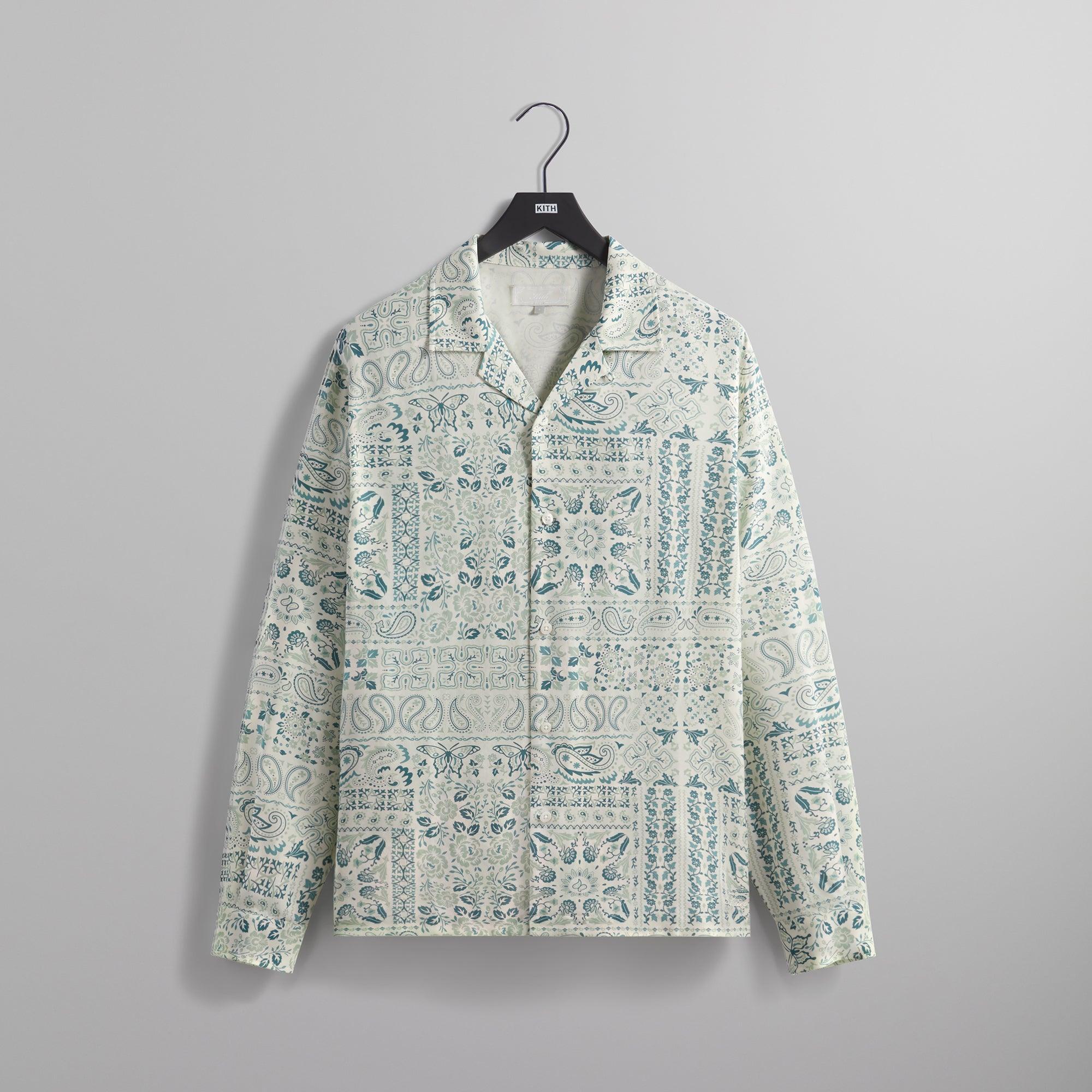 Kith Silk Lyocell Long Sleeve Thompson Camp Collar Shirt - Tranquility Male Product Image