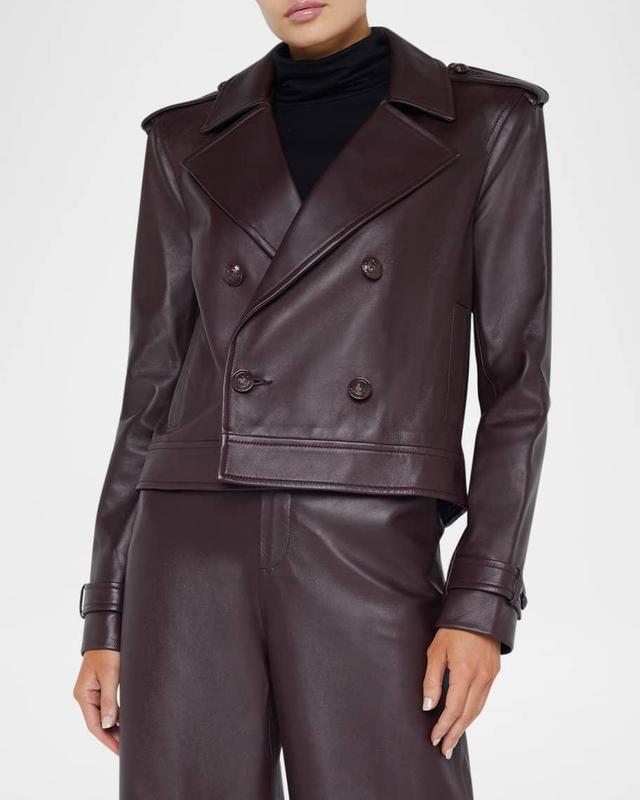 Xoey Cropped Leather Trench Coat  Product Image