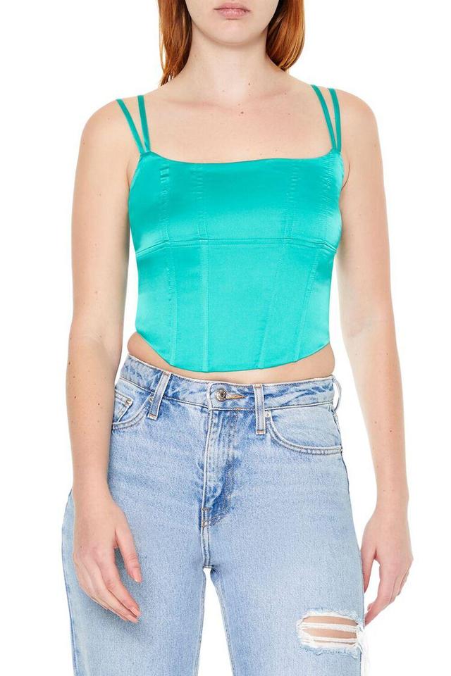 Satin Lace-Up Cropped Cami | Forever 21 Product Image