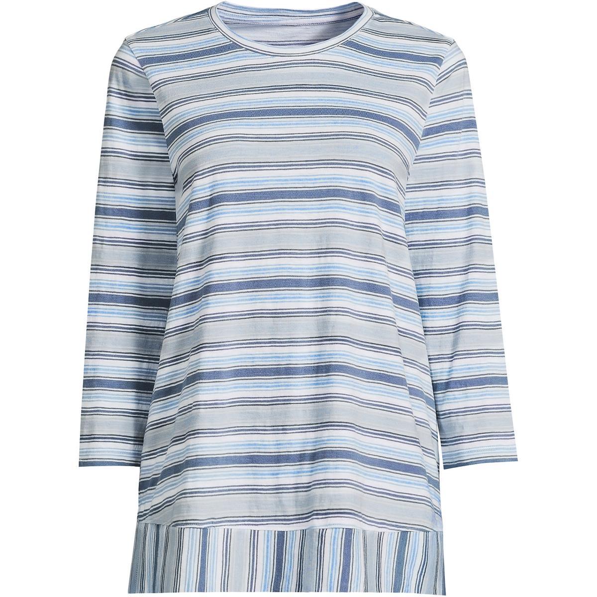 Womens Lands End Slub Jersey Swing Tunic Deep Blue Stripe Product Image