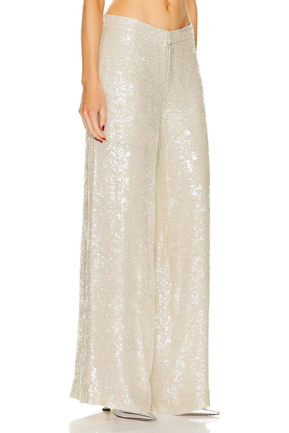 Lapointe Sequin Viscose Relaxed Wide Leg Trouser Metallic Silver. (also in ). Product Image