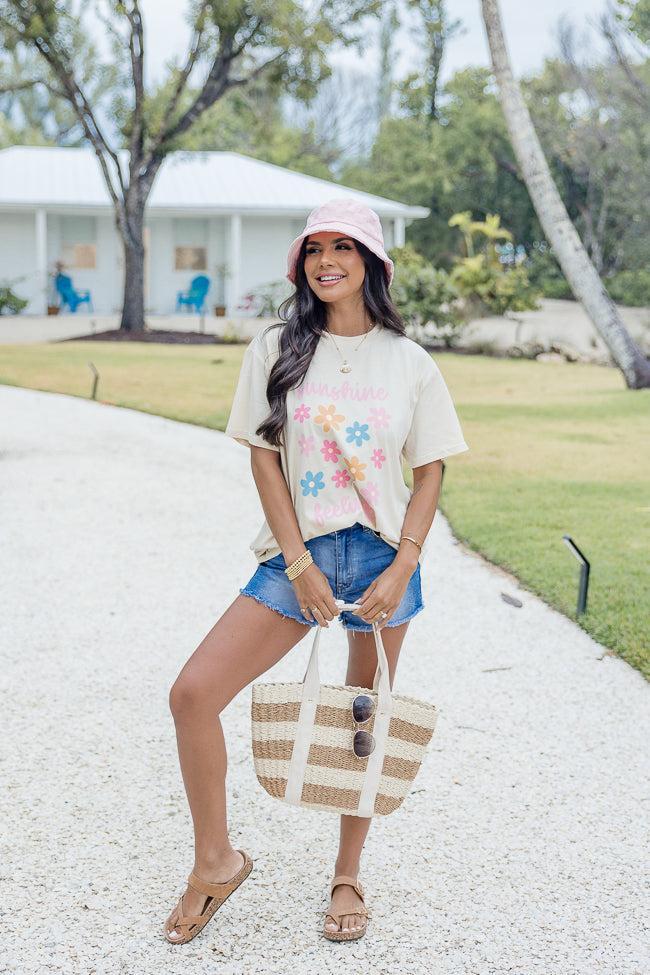 Sunshine Feelings Ivory Oversized Graphic Tee Product Image