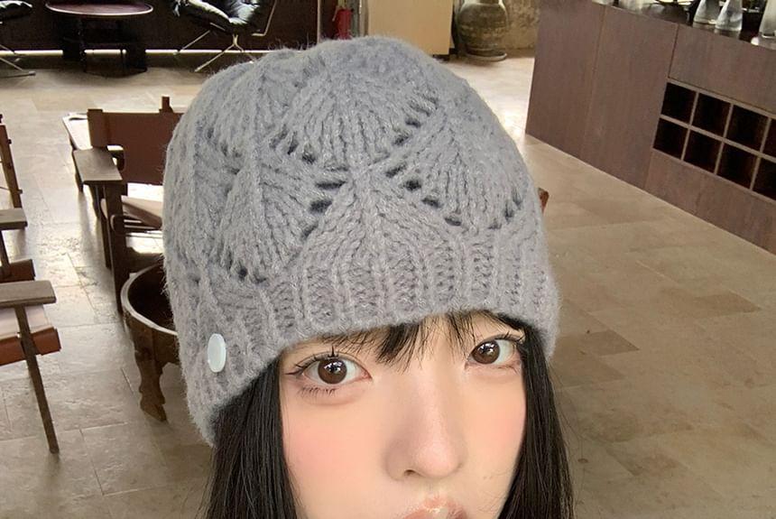 Plain Perforated Knit Beanie Product Image