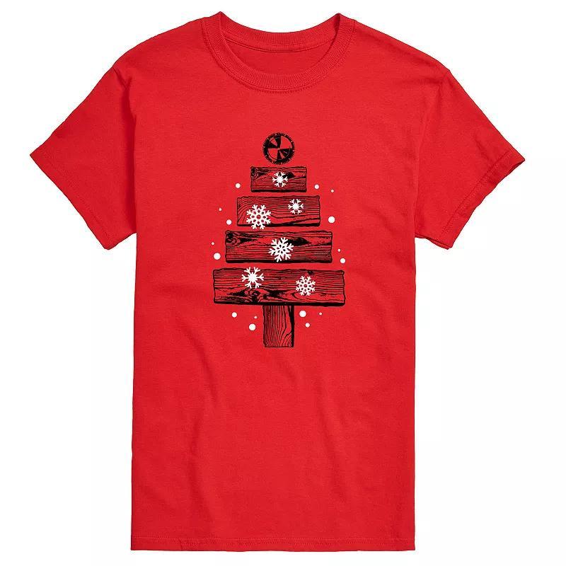 Mens Wood Planks Christmas Tree Graphic Tee Product Image