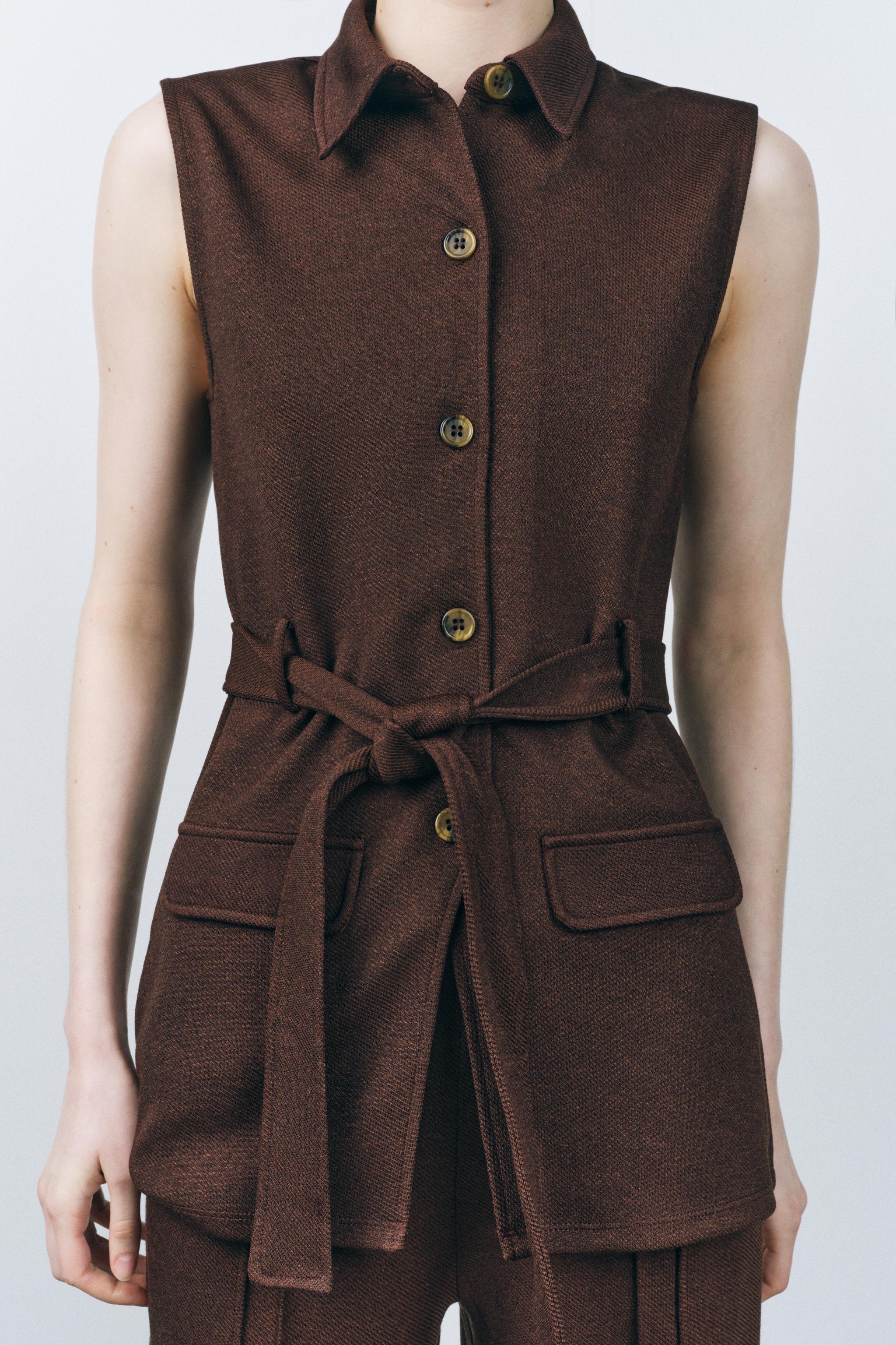 TWILL BELTED VEST Product Image