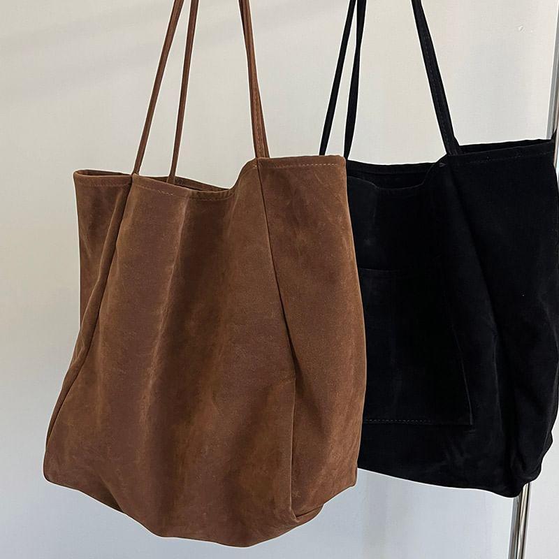 Plain Faux Suede Tote Bag Product Image