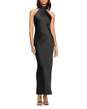 Womens Tatiana High-Neck Satin Gown Product Image