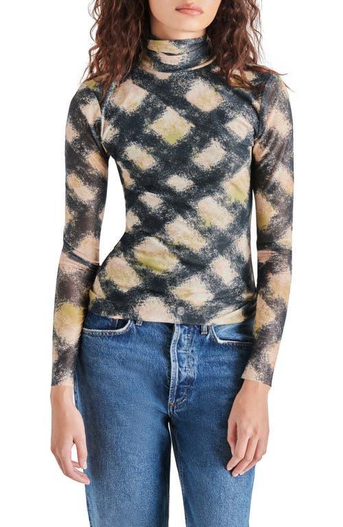 Steve Madden Womens Printed Turtleneck Mesh Top Product Image