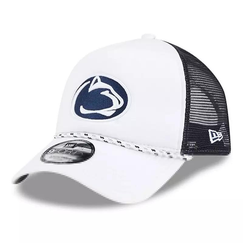 Mens New Era /Navy Penn State Nittany Lions Court Sport Foam A-Frame 9FORTY Adjustable Trucker Hat Product Image