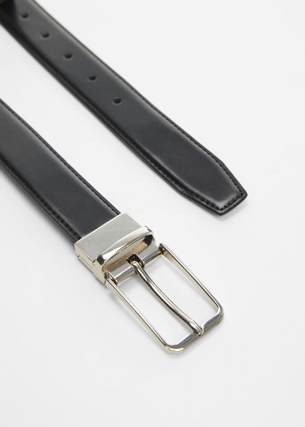 MANGO MAN - Leather reversible belt blackMen Product Image