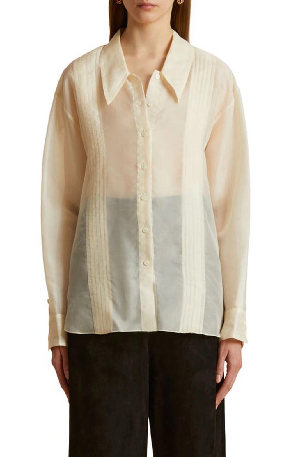 KHAITE Nori Silk-organza Shirt In Bone Product Image