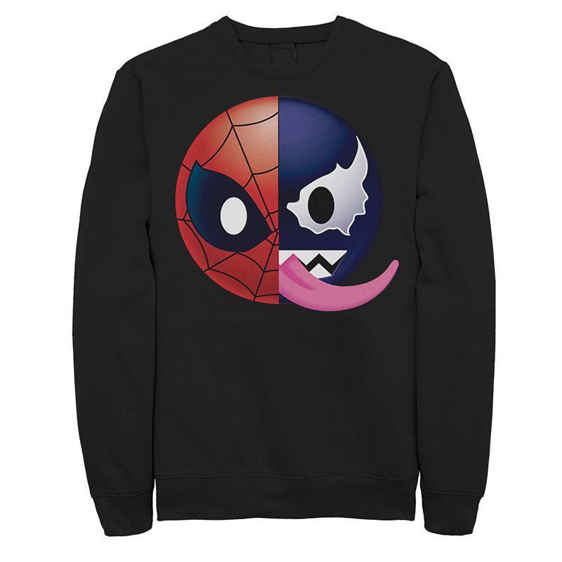 Mens Marvel Spiderman Half Spidey Half Venom Emoji Fleece Pullover Product Image