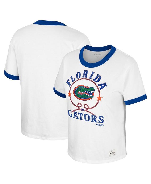 Womens Colosseum x Wrangler White Distressed Florida Gators Freehand Ringer T-shirt Product Image