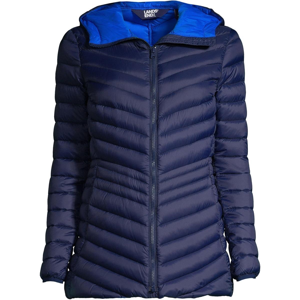 Womens Lands End Hooded Down Wanderweight Ultralight Packable Jacket Product Image