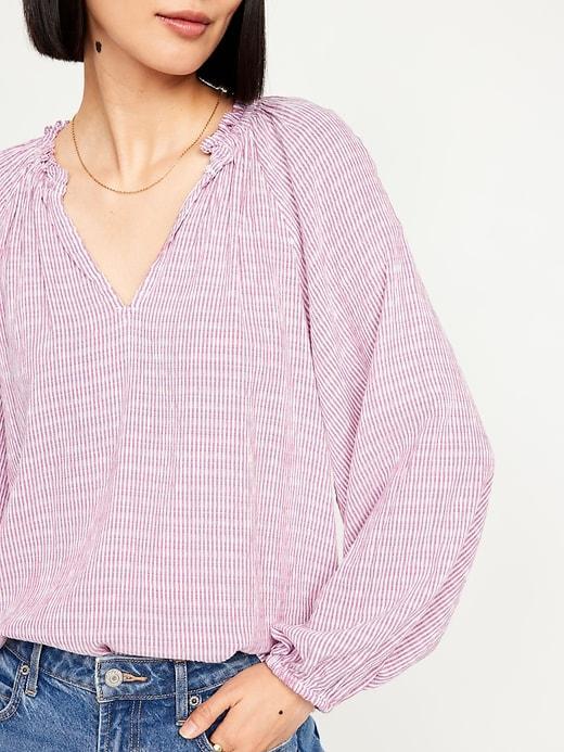 Ruffled Split-Neck Top Product Image