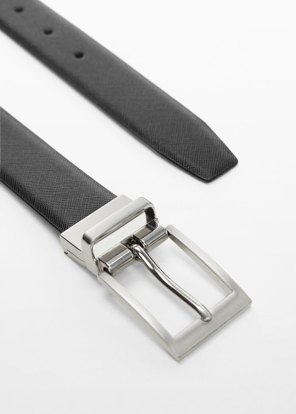 MANGO MAN - Saffiano leather belt blackMen Product Image