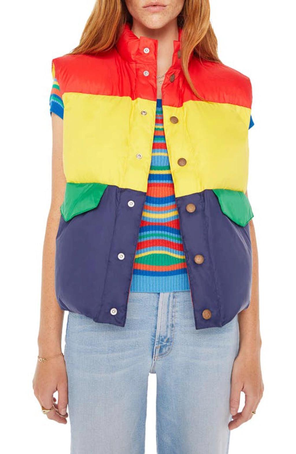 The Pillow Talk Colorblock Puffer Vest In Black Product Image