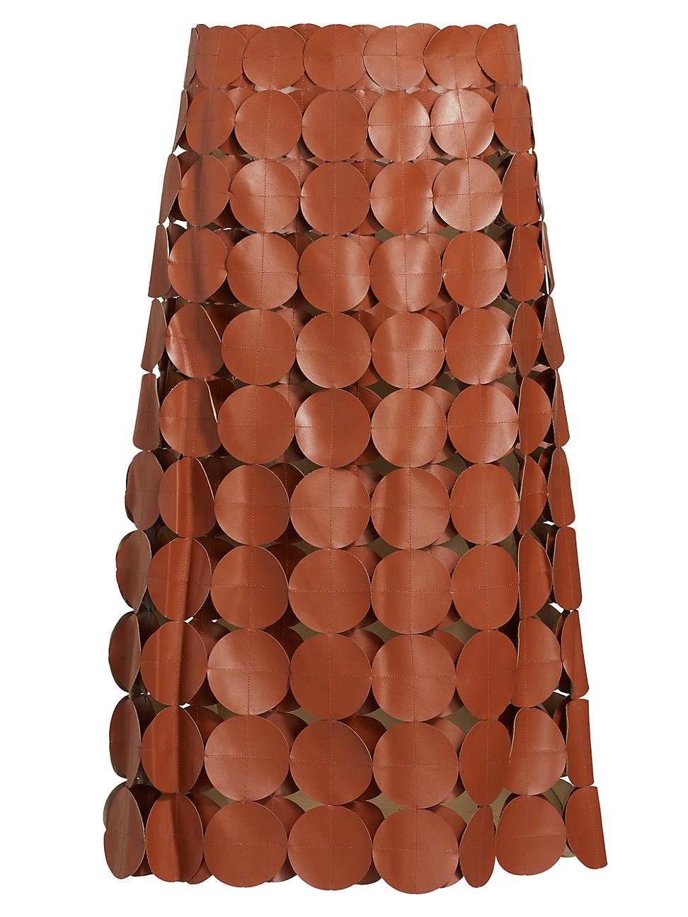 Womens Vegan Leather Circle Midi-Skirt Product Image