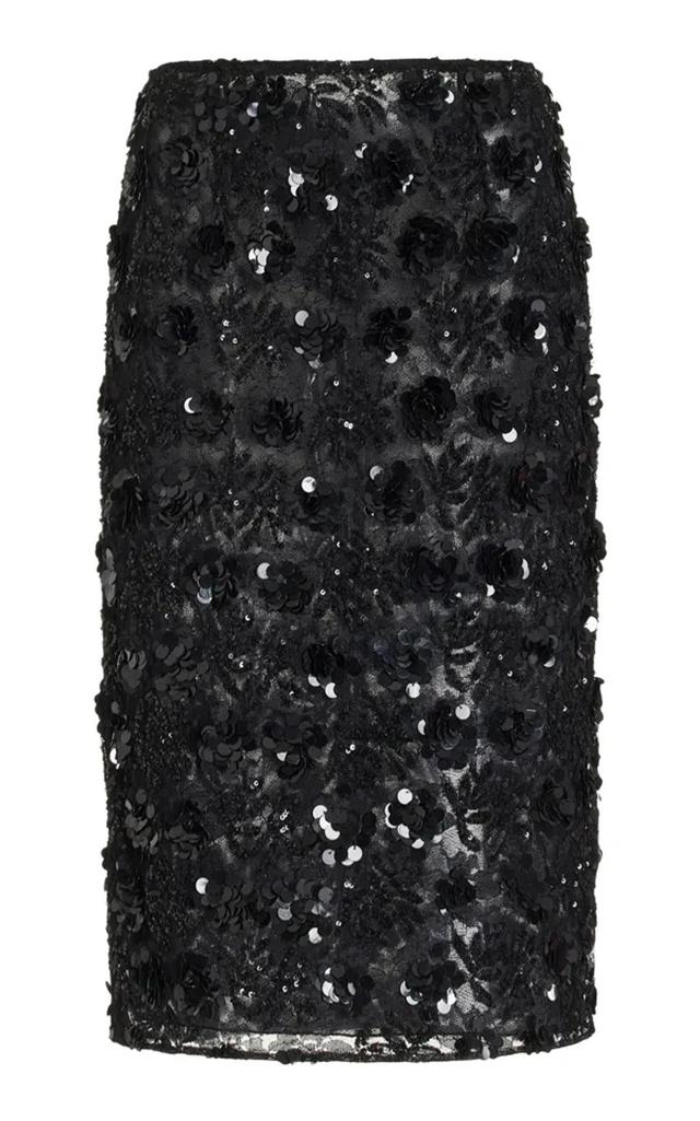 Embellished Lace Midi Skirt In Black Product Image