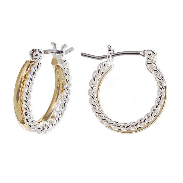 Napier Two Tone Double Hoop Earrings, Womens Product Image