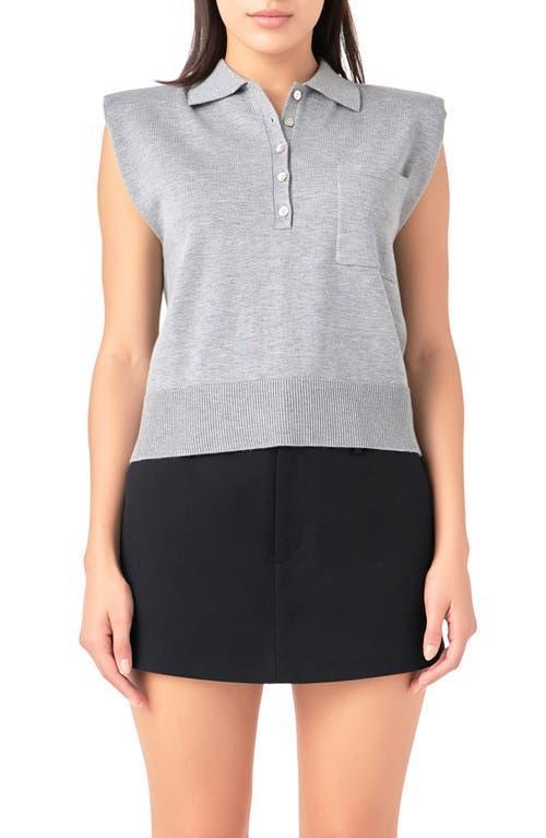 Grey Lab Crop Cap Sleeve Knit Polo Product Image