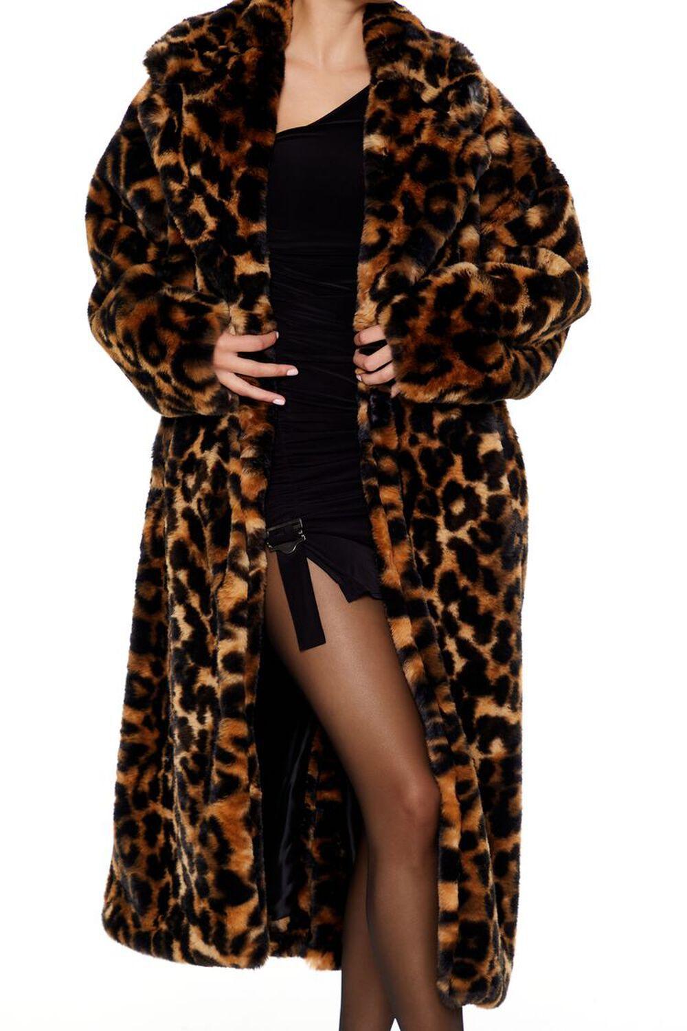 Faux Fur Leopard Print Coat | Forever 21 Product Image