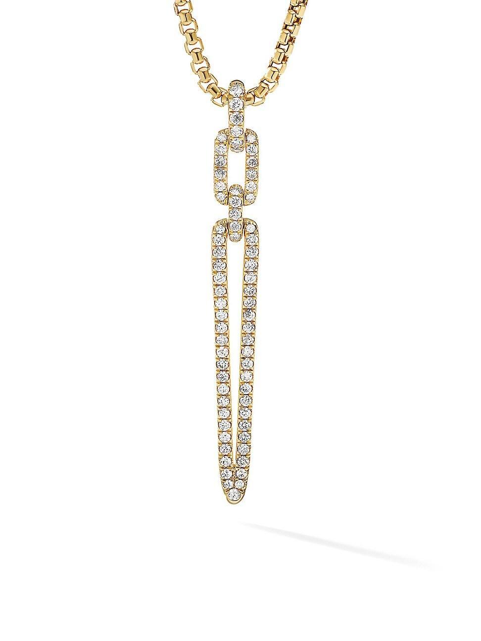 Womens 18K Yellow Gold & Pav Diamond Link Pendant Product Image