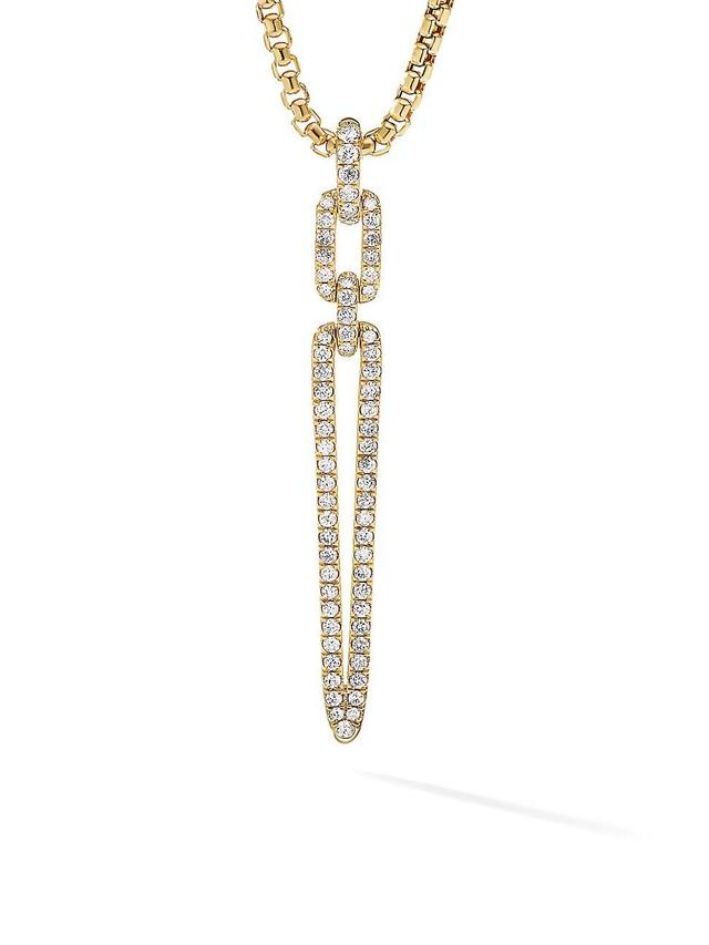 Womens 18K Yellow Gold & Pav Diamond Link Pendant Product Image